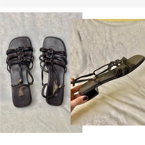 Brighton Shoes - Brighton Sandal Heels Size 9.5 Y2K 90s Brown Leather